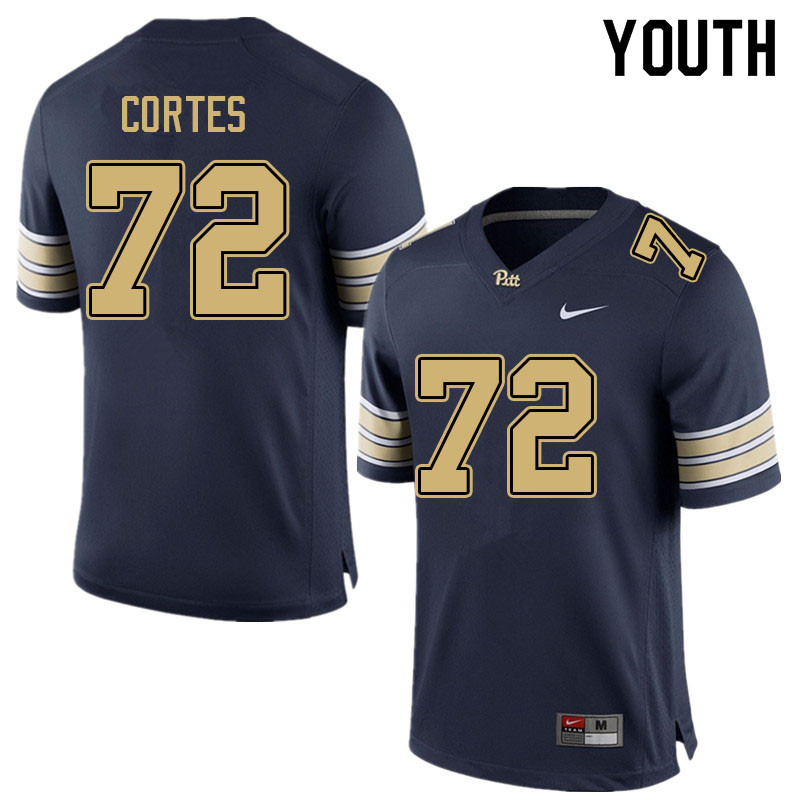 Youth #72 Jake Cortes Pitt Panthers College Football Jerseys Sale-Navy